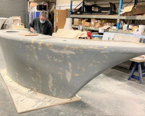 A Bespoke GRP Foyer Desk For A Blue Chip Company, Prepped & Ready For Paint